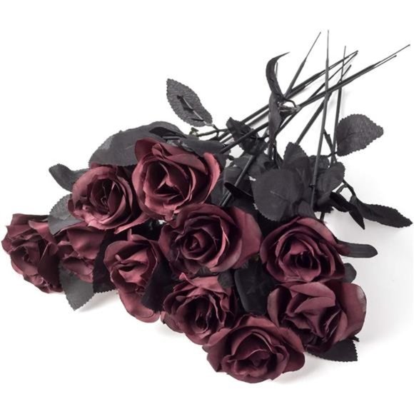 10pack Wine red Rose Bouquet Artificial SilkRoses Flowers Fake SilkRose Bouquets - Picture 1 of 6